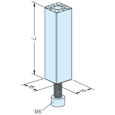 Halter gerade 15 x 15 x 57mm