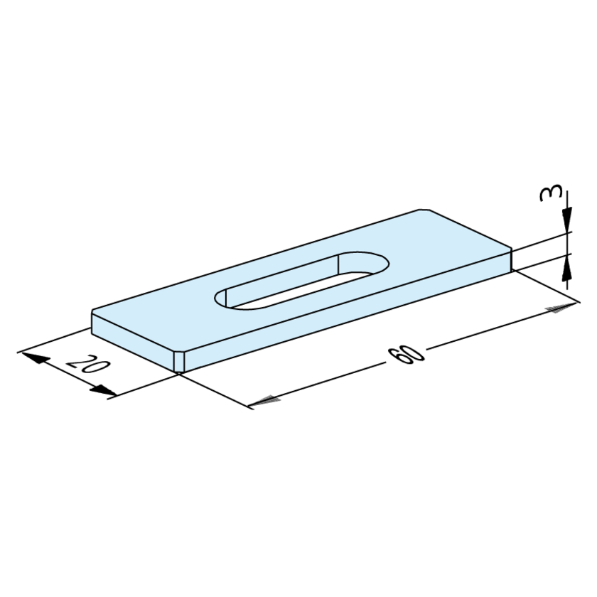 Distanzplatte Set 60x20x3mm