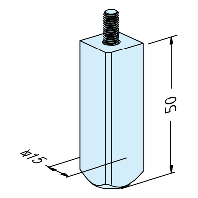 Vierkant 15 Elektrodenschaft M5