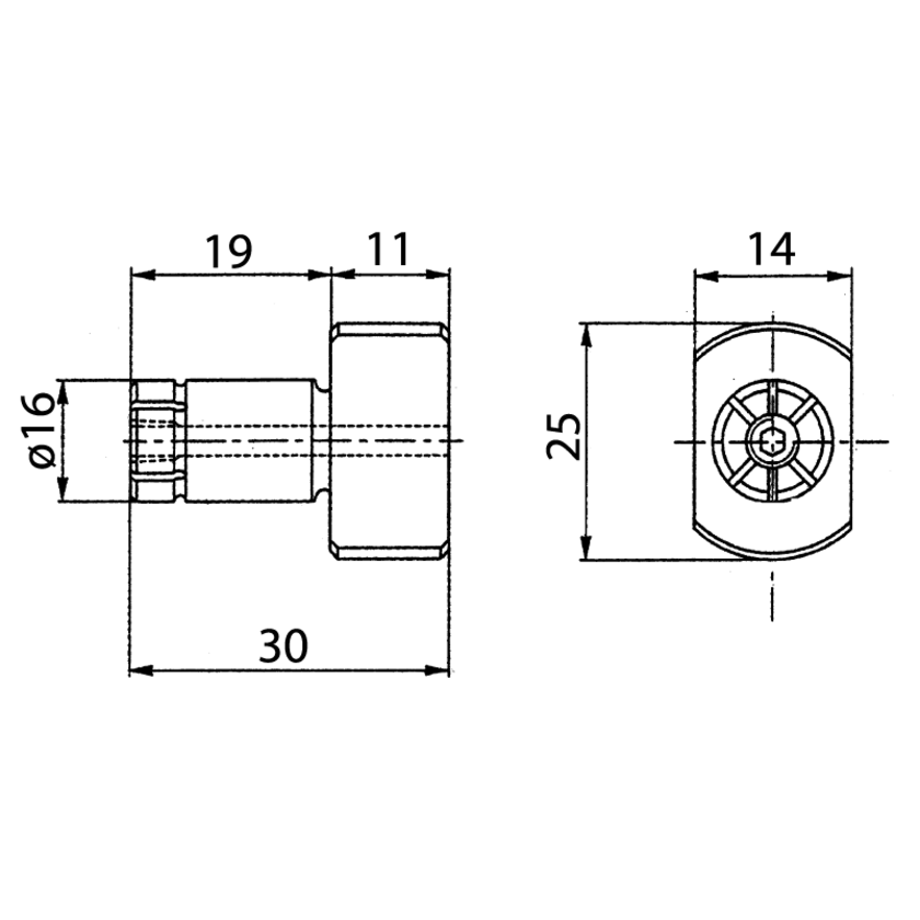 Positionierbolzen ø16/25, T 14mm