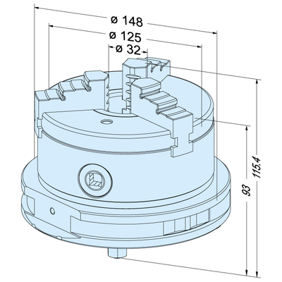 Dreibackenfutter ø 125 mm