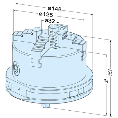 Vierbackenfutter ø 125 mm