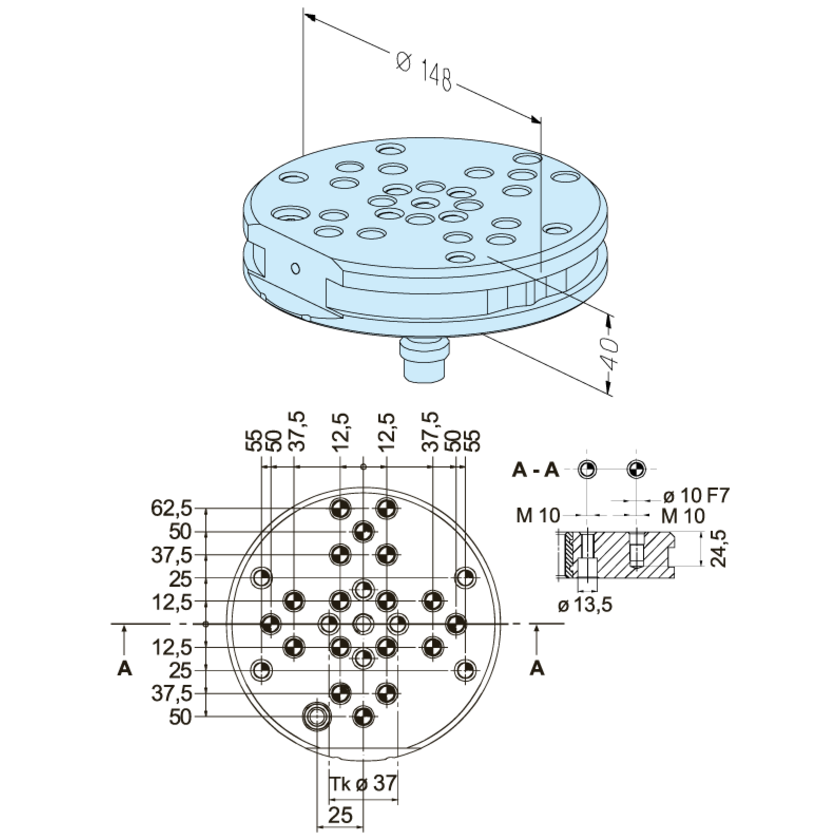 Palette Kit ø 148 MS Alu R25
